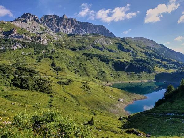 Панорамний Вид Гірське Озеро Австрії Formarinsee Austria Панорамне Гірське Озеро — стокове фото