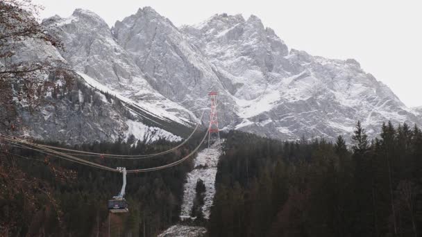 Stehender Skilift Den Deutschen Alpen Skilift Auf Der Zugspitze Bayern — Stockvideo