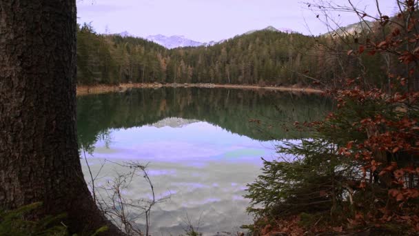 Refletindo Lago Montanha Nos Alpes Alemães — Vídeo de Stock