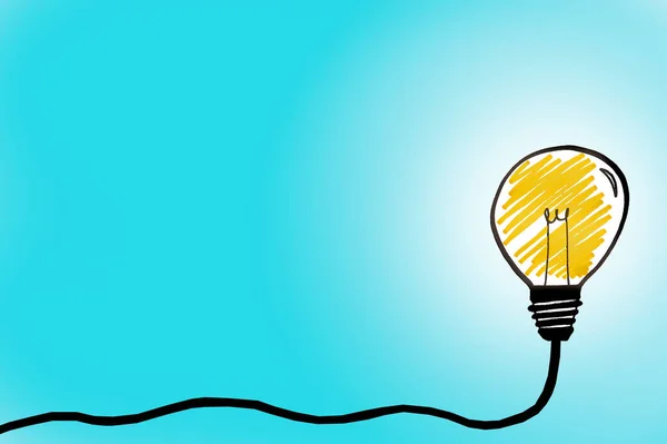 Gloeilampsymbool Een Lichtblauwe Achtergrond Concept Voor Creatieve Ideeën Innovatie — Stockfoto