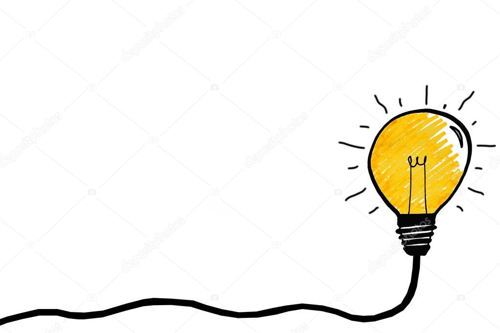 Glowing light bulb symbol on a white background. Concept for creative ideas and innovation.