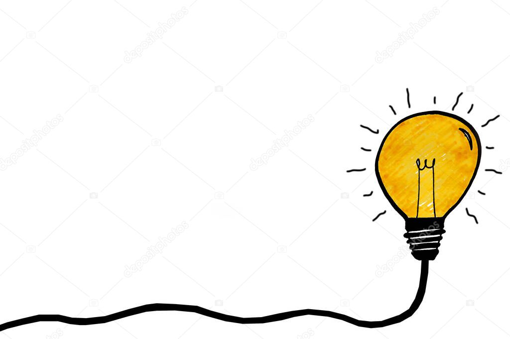 Glowing lightbulb symbol on a white background. Concept for creative ideas and innovation.