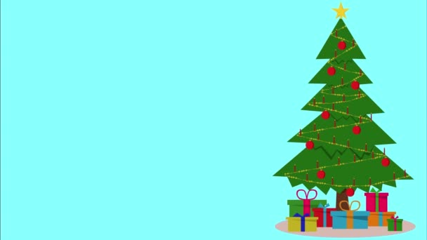 Tarjeta Navidad Animada Animación Árbol Navidad Con Velas Encendidas Sobre — Vídeo de stock