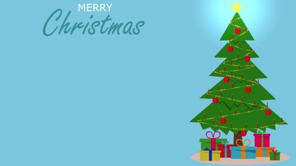 Animované vánoční přání šablony s vánoční stromeček a blikající vánoční svíčky na modrém pozadí. Veselé vánoční šablony.