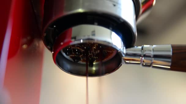Espresso Preparation Red Coffee Machine — Stock Video