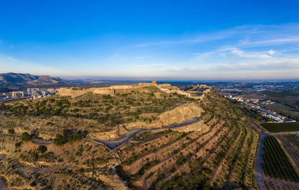 Vue Aérienne Coucher Soleil Sur Forteresse Sagunto Sagunt Près Valence — Photo