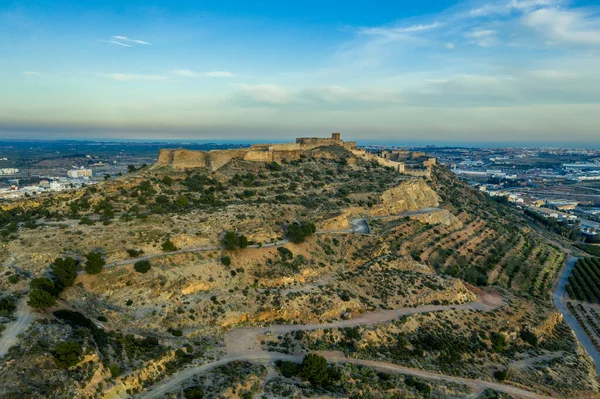 Vue Aérienne Coucher Soleil Sur Forteresse Sagunto Sagunt Près Valence — Photo