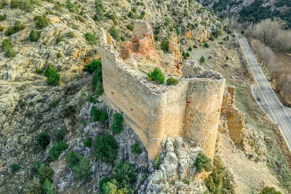 Santa Croche Aziz Haç Ortaçağ Şatosunun Yarı Dairesel Donjon Kısmen — Stok fotoğraf