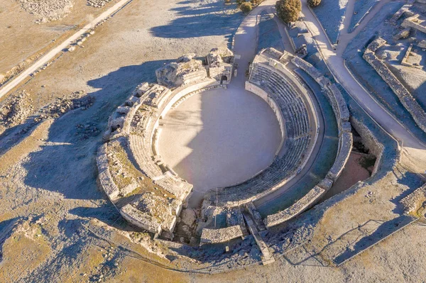 Vista Aérea Segobriga Antigua Ciudad Romana Visigoda Con Templo Ruinas —  Fotos de Stock