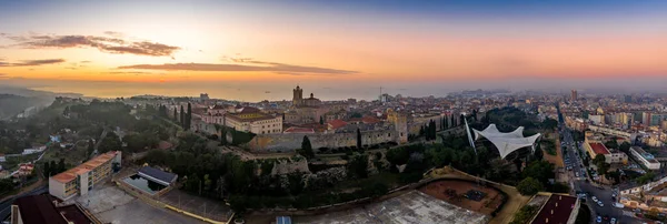 Letecké Panorama Ranního Východu Slunce Nad Středověkým Centrem Tarragony Španělsku — Stock fotografie