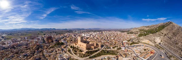 Vista Aérea Del Castillo Atalaya Sobre Villena España Fortaleza Tiene —  Fotos de Stock