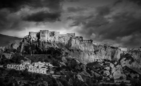 Château Salobrena Ville Perchée Long Mer Méditerranée Andalousie Espagne Panorama — Photo