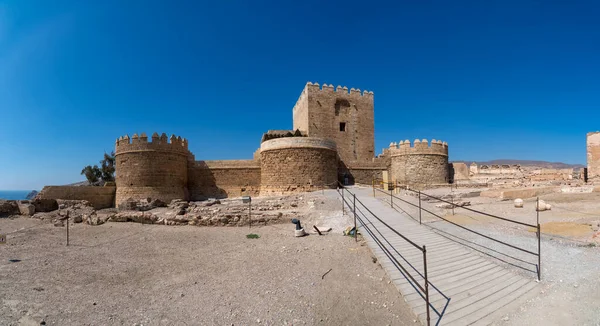 Castillo Medieval Almeriense Panorama Con Cielo Azul Desde Aire Andalucía —  Fotos de Stock