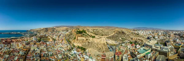 Almeria Középkori Vár Panoráma Kék Levegőből Andalúzia Spanyolország Egykori Arab — Stock Fotó