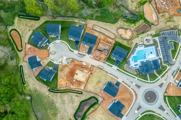Aerial View American Luxury Neighborhood Single Family Homes Home Sites — Stock Photo, Image