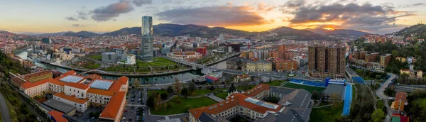 Bilbao Vízpart Naplementekor Baszkföld Spanyolország Légi Kilátás — Stock Fotó