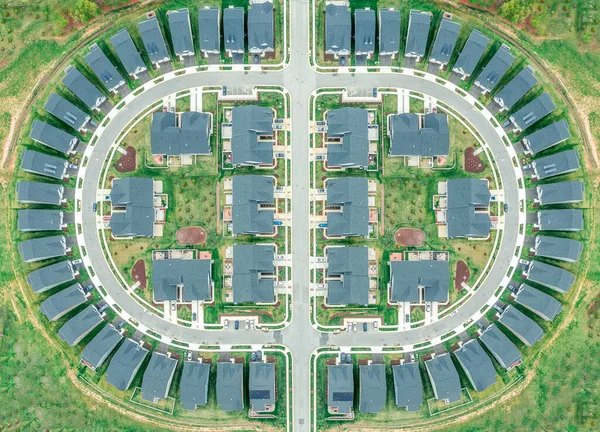 Aerial View Houses Laid Out Perfect Symmetry Circle Shape — Stock Photo, Image