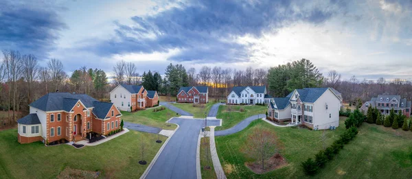 Luchtfoto Panorama Van Bakstenen Gevel Luxe Herenhuis Type Single Familie — Stockfoto