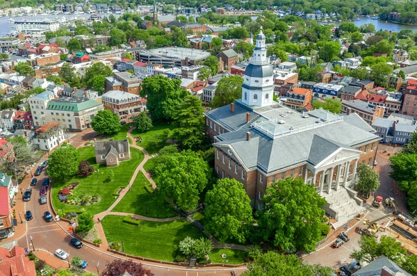 Aerial View Maryland State House Capitol Building White Dome State — Stock Photo, Image