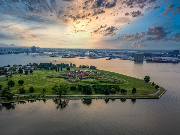 Luchtfoto Van Het Historische Fort Mchenry Dat Ingang Van Baltimore — Stockfoto