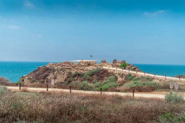 Apollonia Haçlı Kalesi Akdeniz kıyısında Herzliya İsrail yakınlarında