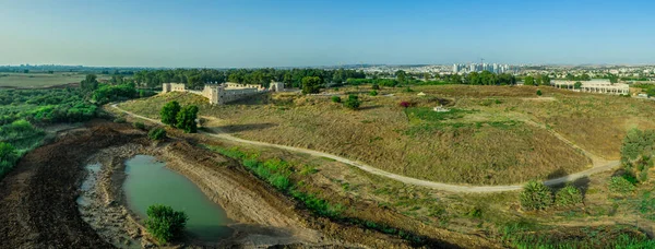Aerial View Antipatrus Castle Binar Bashi Ottoman Era Fortress Yarkon — Stock Photo, Image