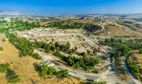 Vista Aérea Das Antigas Ruínas Beirute Shean Assentamento Bizantino Romano — Fotografia de Stock