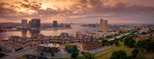 Early Morning Sunrise Shot Baltimore Inner Harbor Views Federal Hill — Stock Photo, Image