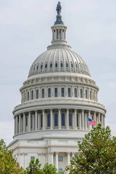 Amerikai Capitol Épület Kupola Zászlóval — Stock Fotó