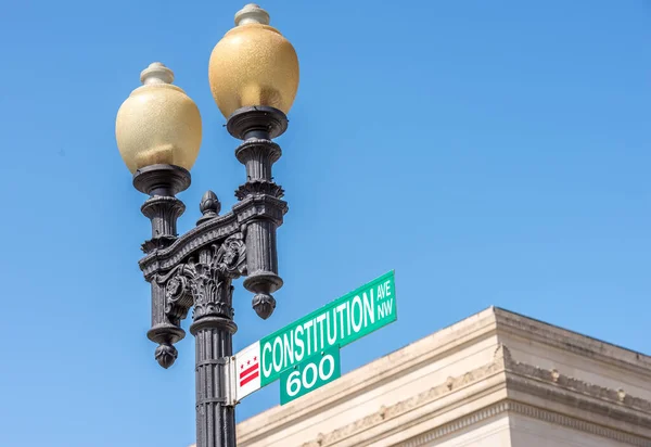 Washinton Street Sign Constitution Avenue — Stock fotografie