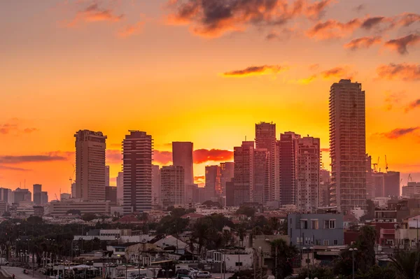 Tel Aviv Yafo Nun Şafak Sökerken Akdeniz Kıyısındaki Gökyüzü Srail — Stok fotoğraf