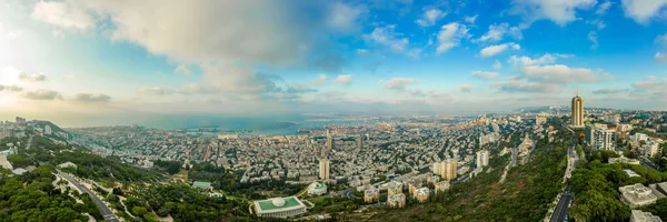 Luchtfoto Van Zonsondergang Boven Karmel Berg Haifa Israël — Stockfoto