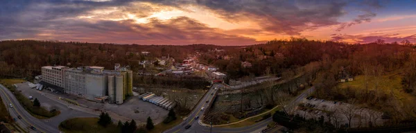 Solnedgång Antenn Panorama Över Historiska Gamla Ellicott City Maryland Usa — Stockfoto