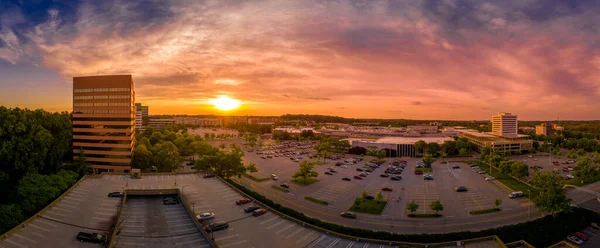 Panorama Zachodu Słońca Columbia Town Center Maryland Stanie Waszyngton Budynkami — Zdjęcie stockowe