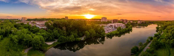 Luchtfoto Zonsondergang Panorama Van Columbia Town Center Maryland Nieuwe Washington — Stockfoto