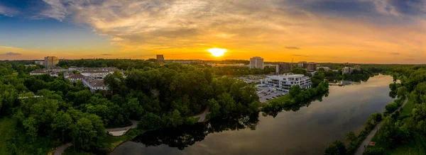 Luchtfoto Zonsondergang Panorama Van Columbia Town Center Maryland Nieuwe Washington — Stockfoto