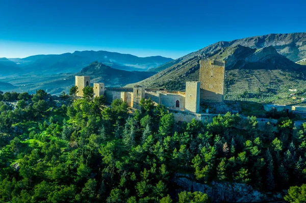 Dreamy Cloudy Sky Jaen Medieval Gothic Castle Parador Outcrop Steep — Stock Photo, Image