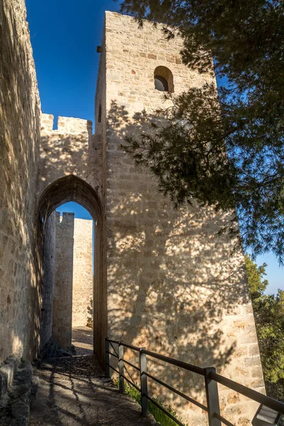 Dreamy Cloudy Sky Jaen Medieval Gothic Castle Parador Outcrop Steep — Stock Photo, Image