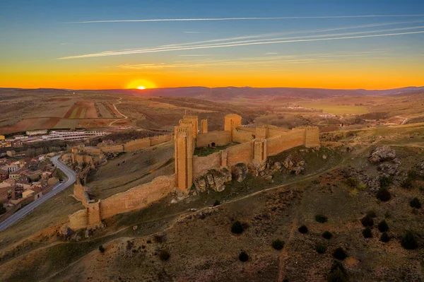 Molina Aragon Klasický Středověký Španělský Zničený Hrad Letecké Panorama Pohled — Stock fotografie