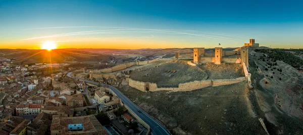 Molina Aragon Classique Médiéval Espagnol Ruiné Château Vue Panoramique Aérienne — Photo