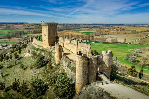 Penaranda Duero Vista Aérea Del Castillo Medieval Donjon Ciudad Fortificada — Foto de Stock