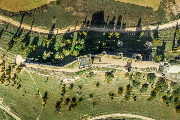 Penaranda Duero Luftaufnahme Von Mittelalterlicher Burg Bergfried Und Befestigter Stadt — Stockfoto