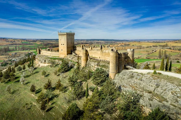 Penaranda Duero Légi Kilátás Középkori Vár Donjon Erődített Város Castilla — Stock Fotó