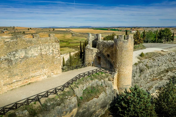 Penaranda Duero Vista Aerea Del Castello Medievale Donjon Città Fortificata — Foto Stock