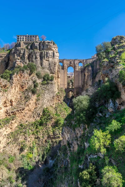 Ronda Espagne Vue Aérienne Ville Médiévale Sommet Une Colline Entourée — Photo