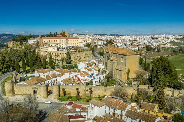 Ronda Espanha Vista Aérea Cidade Medieval Colina Cercada Por Muralhas — Fotografia de Stock
