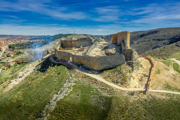 Burgo Osma Μεσαιωνικό Κάστρο Και Την Πόλη Εναέρια Θέα Στην — Φωτογραφία Αρχείου