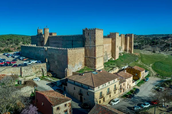 Siguenza Panorama Aereo Del Castello Della Città Con Cielo Blu — Foto Stock