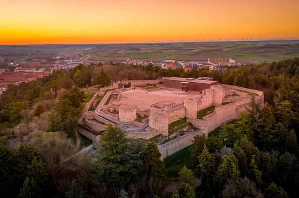 Vista Aérea Pôr Sol Centro Histórico Burgos Espanha Com Catedral — Fotografia de Stock