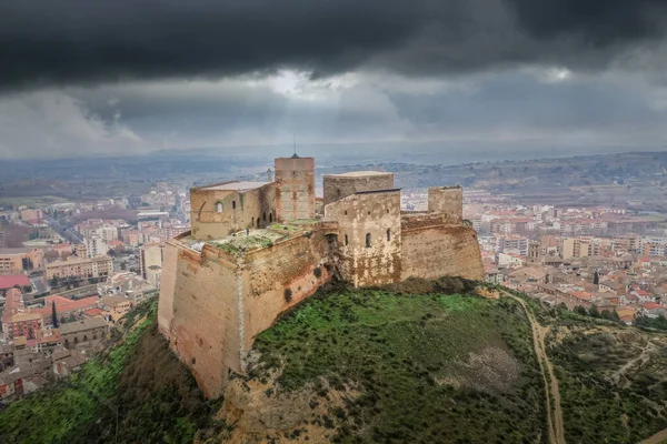 Vue Aérienne Forteresse Monzon Ancien Château Chevalier Templier Origine Arabe — Photo